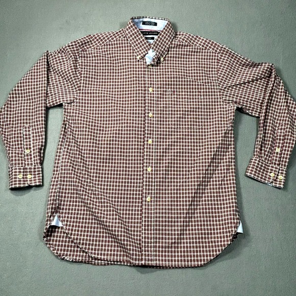 Tommy Hilfiger Men's Long Sleeve Button Down Red Tartan Plaid Stretch Shirt Sz L - Picture 1 of 13